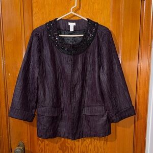 Chico's Deep Purple Blazer with Black Accents